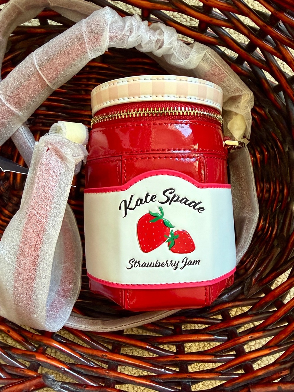 kate spade Red and White Strawberry Jam Cosmetic Case